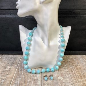 Vintage Teal Necklace & Earrings Set
